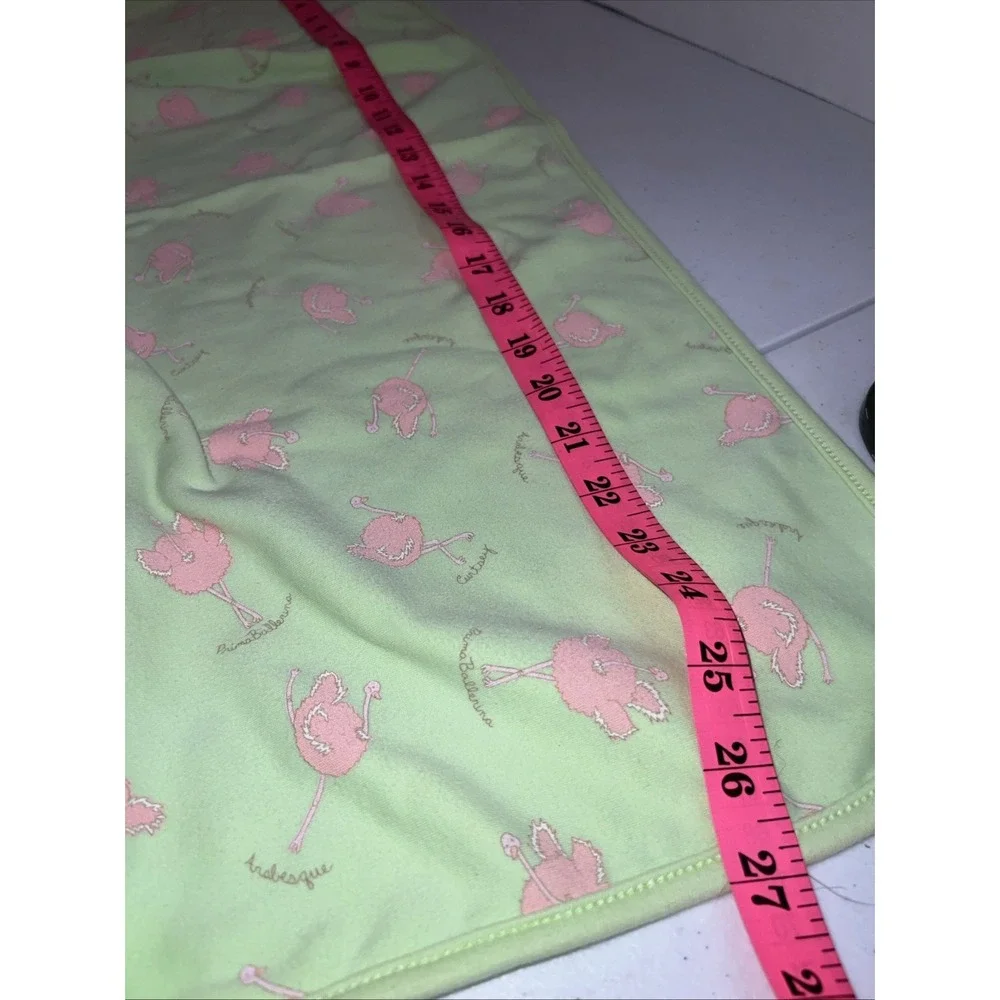 Gymboree Baby Blanket Embroidered Ballerina Ostrich Pink Green White 2004 Vtg